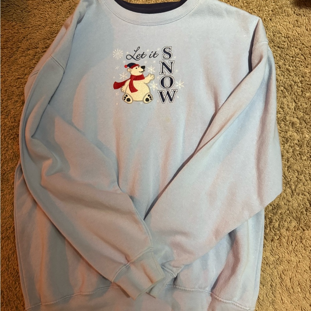 Men's Light Blue 'Let it Snow' Crewneck Sweater
